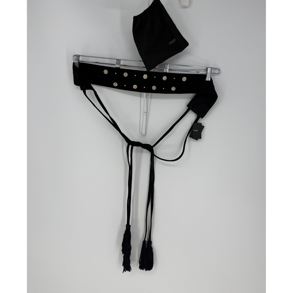 Maje Suede Wrap Belt Womens TU Black Studded Tassel Boho Western Designer NWT - Picture 2 of 8